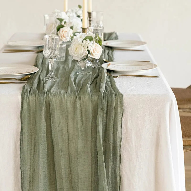 Gauze Table Runner Dinning  Decoration 90*300CM Rustic Country Boho Beach Wedding Party Table Decor Christmas Table Runners