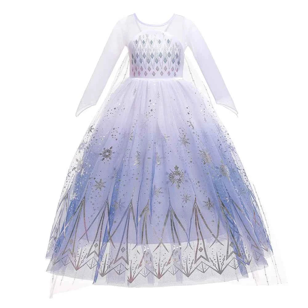 Disney Kid Girls Cosplay Frozen Elsa Mesh Costumes Snow Queen Elsa Princess Long Dress Halloween Party Carnival Clothes Vestido