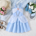 Children Baby Girls Lace Up Sling Summer Dress Princess Sleeveless Suspenders Dresses For 1-10 Years Cool Ventilated Kid Clothes