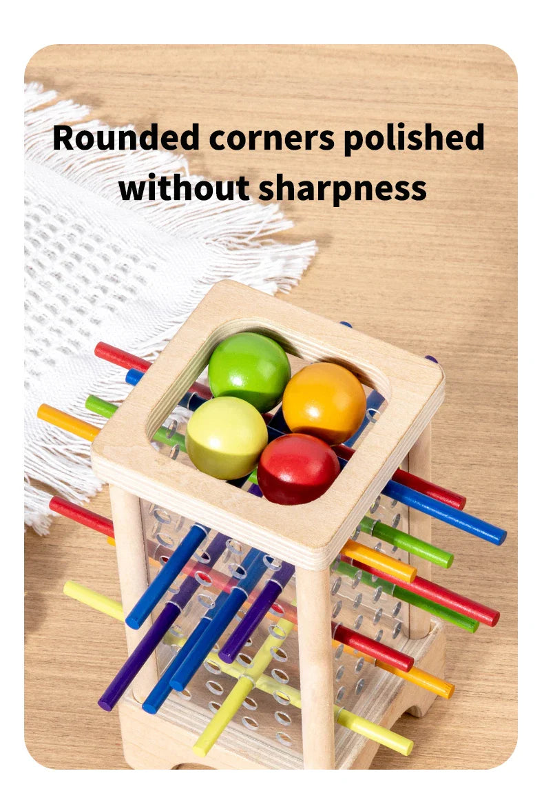 Wooden Stick Board Game Parent Child Interaction Montessori Wooden Toys, 4-sided Acrylic Cylinder Game, Stick Picking Game