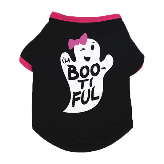 Halloween Pet Clothing – Funny Pumpkin Skull Tee