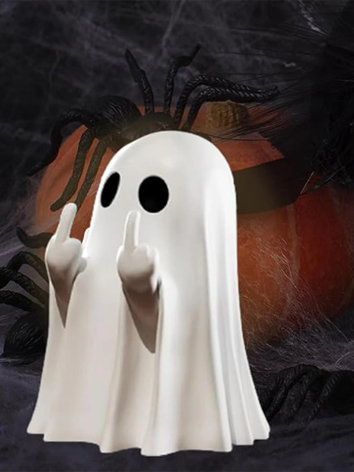 Middle Finger Ghost Statue – Funny Halloween Horror Decoration