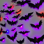 Halloween Bat & Spider Night Light Wall Decor – 3D Glow Stickers