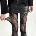 Harajuku Black White Brown Hollowed Out Lace Mesh Pantyhose Floral Rattan Bottomed Stockings Sexy Women Tights Fashion Hosiery