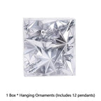 12pcs New Plastic Christmas Hanging Ornaments Star Shaped Glittering Xmas Tree Pendant Party Supplies DIY Festival Decorations