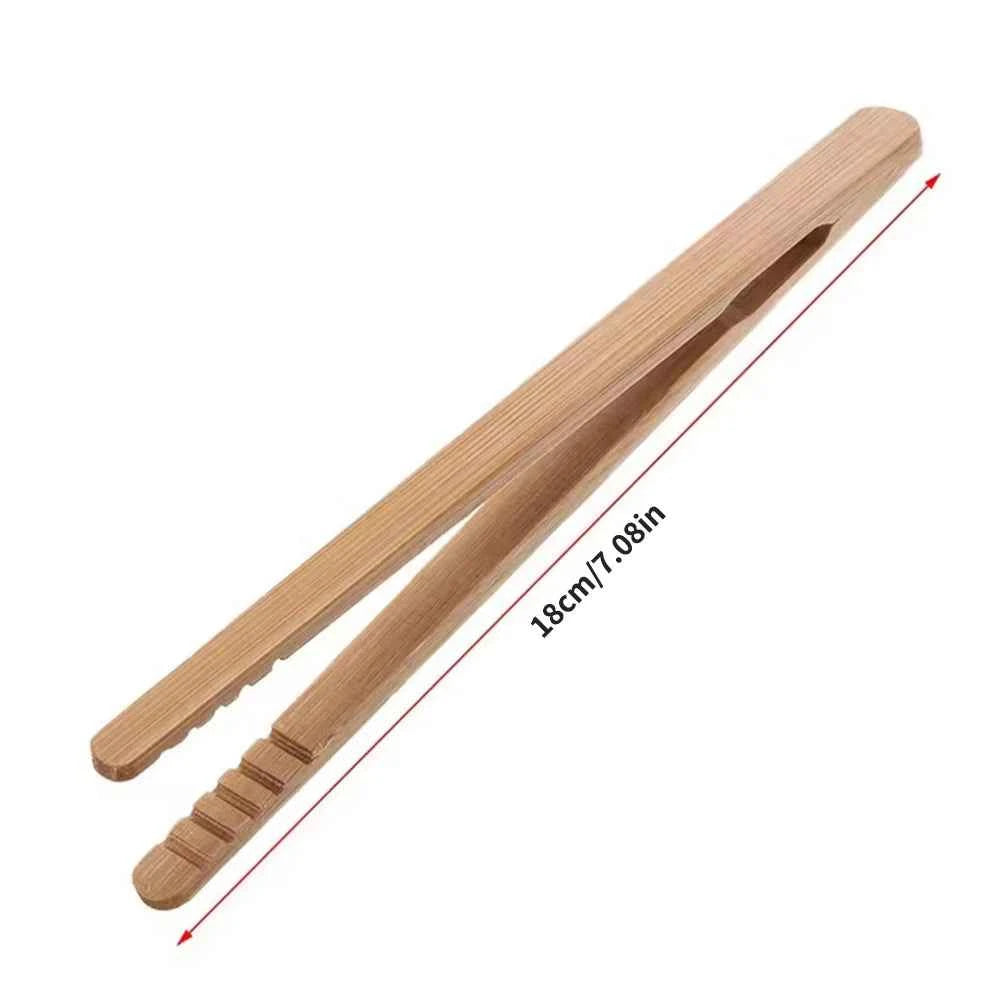 2Pcs 18cm Bamboo Wood Wooden Food Toast Salad Tongs Toaster Bacon Sugar Ice Tea Tong Tea Clips Teaware For Kitchen