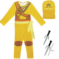 Kids Leg Ninja Cosplay Superhero Jumpsuit Kids Anime Ninja Costume Fancy Party Dress Carnival Halloween Costume with Toy Fork
