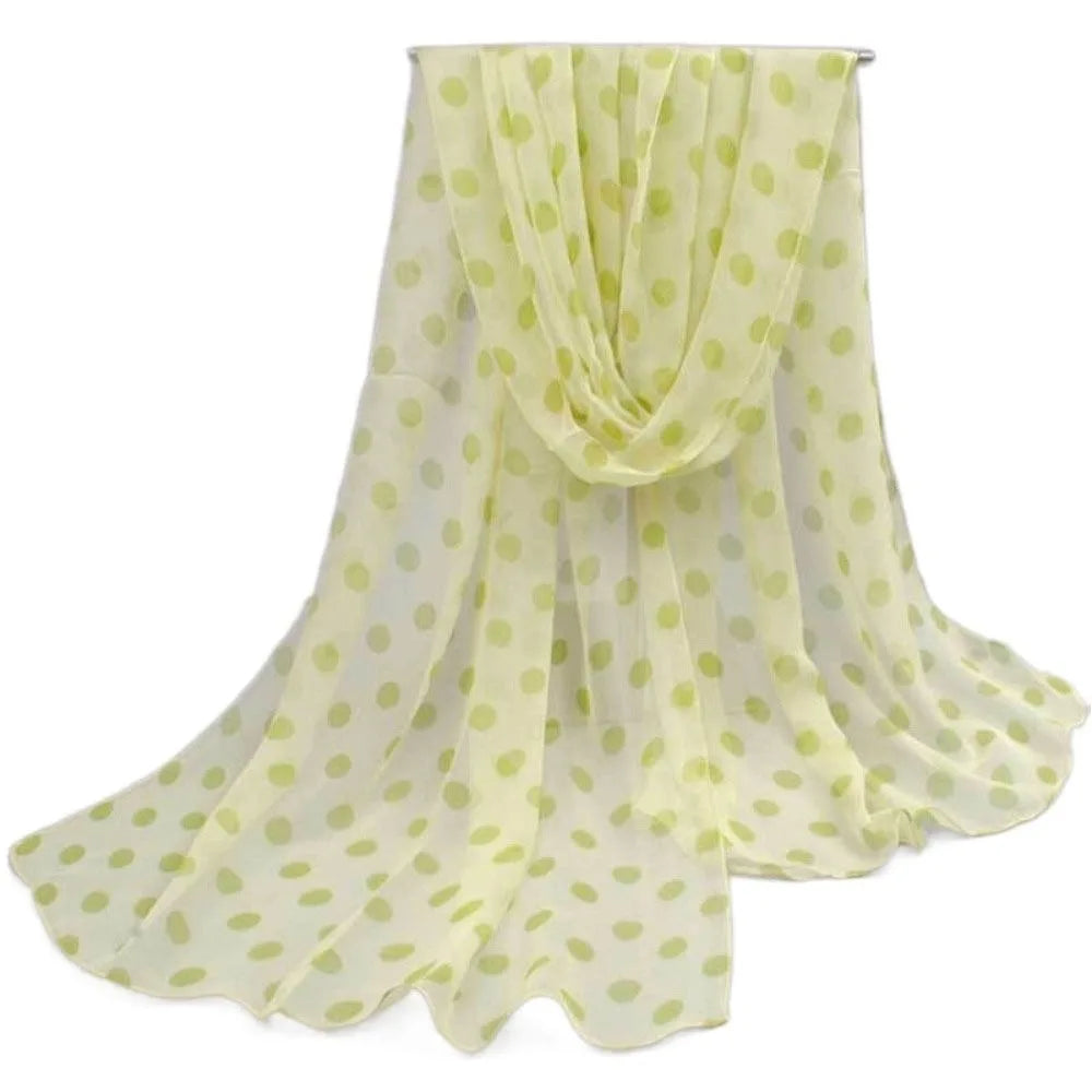 Polka Dot Scarf Ladies Women's Scarf Chiffon Scarf Soft Head Wraps Women's Lady Summer Sunscreen Air Conditioner Shawl