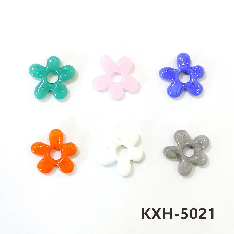 6pcs Irregular Shape Cute Mini Glass Flower Ornament Christmas Wedding Party Decor Supplies DIY Girl Jewelry Pendant Accessories