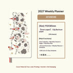 2027 Kinbor Portable Week Planner Daily Journal Notebook Month Year Weeks Plan 52g Bachuan Paper Book Gift for Back To School