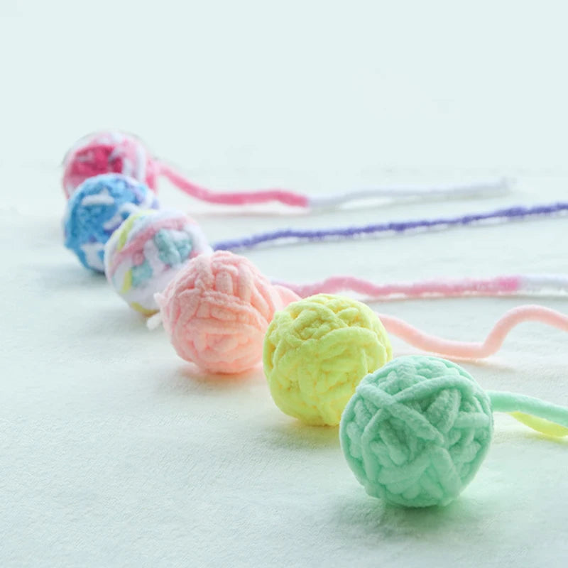 Colorful Yarn Ball Cat Toys with Bell