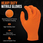 Heavy Duty Nitrile Gloves – 8Mil Thick Textured Grip Safety Work Gloves