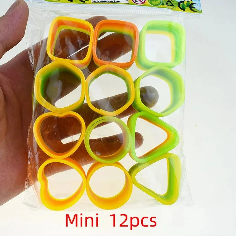 24PCS Rainbow Magic Springs Circle Toys Kids Birthday Party Favors Guests Giveaway Small Gifts Pinata Fillers Flexible Funny Toy