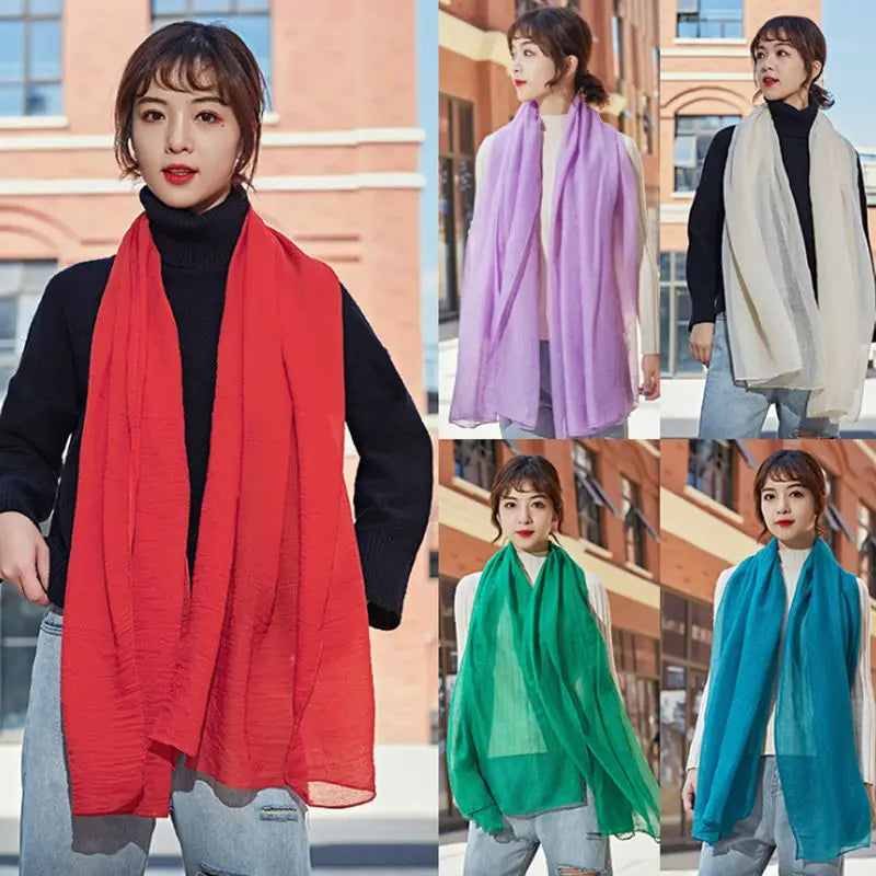 Fashion Korean Scarf Women Luxury Spring Winter Solid Color Hijabs For Woman Shawls Wraps Pashmina Bandana Scarves Wedding Gift