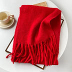 Pink Scarf Lady Autumn Winter Solid Simple Muffler Women Men Wool Blend Versatile Multi-color Soft Thermal Shawl Female Male