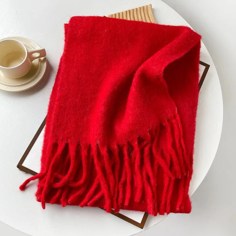 Pink Scarf Lady Autumn Winter Solid Simple Muffler Women Men Wool Blend Versatile Multi-color Soft Thermal Shawl Female Male