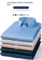 Summer shirt, men's white glossy non ironing shirt, men's wrinkle resistant ice silk casual high-end seamless business shirt