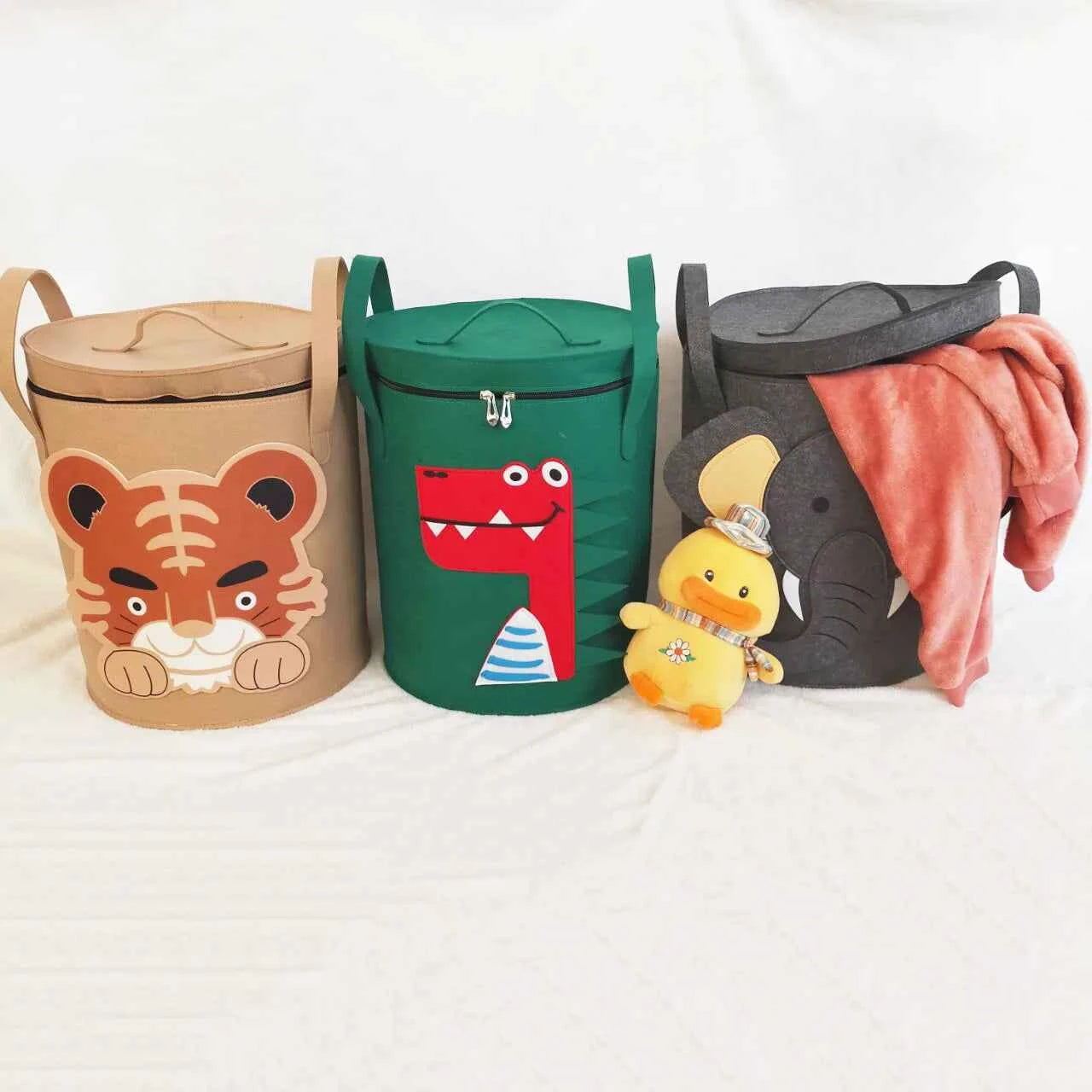 Cartoon Animal Storage Baskets Large Capacity Foldable Toy Organizer Bin with Lid for Kids Room Home Nursery Organization