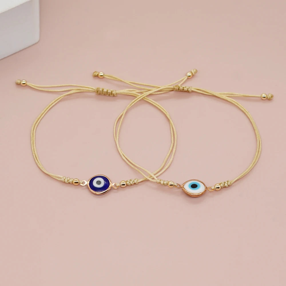 Go2boho New In Enamel Evil Eye Rope Friendship Bracelet Adjustable Women Men Kids Summer Jewelry