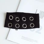 Punk Girl Hollowed Out Eyelets Wide Elastic Headband Stretchy Metal Rock Steampunk for Sports Headbands Hair Accessories