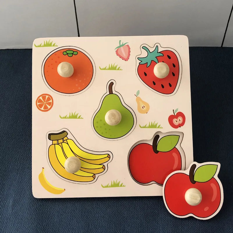 Montessori Toy Wooden Building Blocks Early Learning Educational Toys Color Shape Match Kids Puzzle Toys For Children Boys Girls