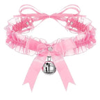 Lace Aesthetic Necklace Bow Knot Bell Choker Necklace Women's Cute Collar Gothic Simple Sexy Lovely Pendant Fashion Jewelry