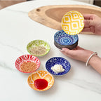 6/10 Pieces of Ceramic Condiment Dishes, Bohemian Plates, Sauce Dishes, Household Soy Sauce Vinegar Spice Dishes, Suitable for Home Kitchens, Restaurants, Sushi Bars, Parties, Hot Pot, Picnics, Camping, Barbecues, Cold