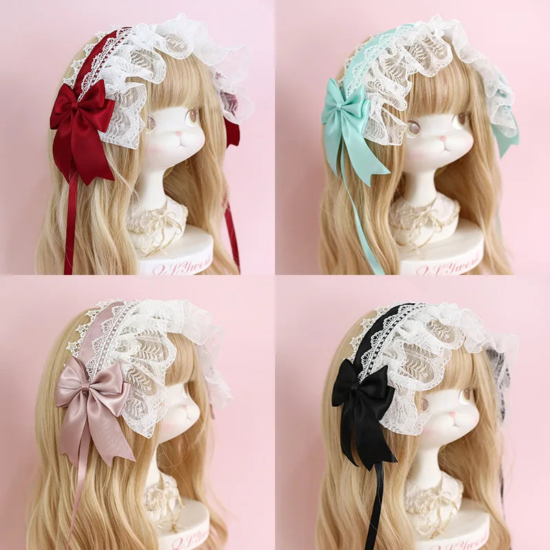 lolita headband hair accessories hair accessories sweet lace headband KC dark ribbon bow
