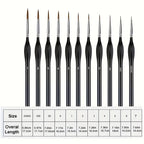 11pcs Precision Paint Brush Set for Fine Detail - Durable Miniature Brushes with Micro Tips for Warhammer 40K, Model & Art Paint
