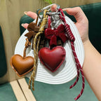 INS Style Kawaii Korea Trendy Heart Leather Keychain Bag Package Decor Chocolate Pendant Accessories Creative Key Chain Trendy