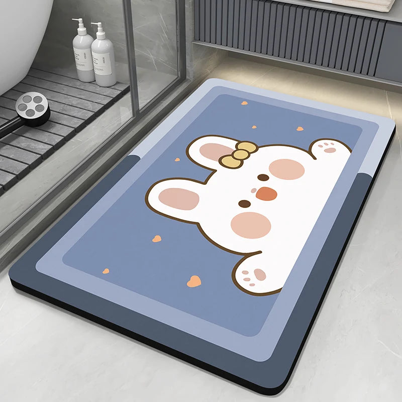 Diatomaceous Earth Bath Mat – Absorbent, Non-Slip Quick-Dry Bathroom & Toilet Floor Rug, Washable Shower Pad