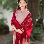 Tassel Patchwork V-Neck Cardigans Women Wedding Accessories Shawl Hollow Multicolored Evening Prom Cape Tulle Shawl Party