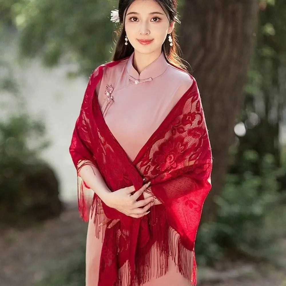 Tassel Patchwork V-Neck Cardigans Women Wedding Accessories Shawl Hollow Multicolored Evening Prom Cape Tulle Shawl Party