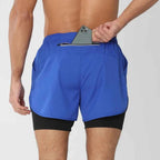 New men's running double-layer shorts quick-drying fitness 2-in-1 shorts men's sports workout training bodybuilding shorts male
