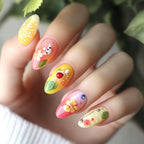 24pcs Gradient Black False Nails Cute Cartoon Cat's Eye Forest Elf Girl Press On Nails Glossy Almond Sweet Cool Fake Nail Tips