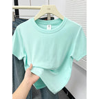 2026 Summer New High Quality Casual T Shirt Sexy Short Sleeved Sleeves Fashion Trend Solid Women Clothing Y2k Tops