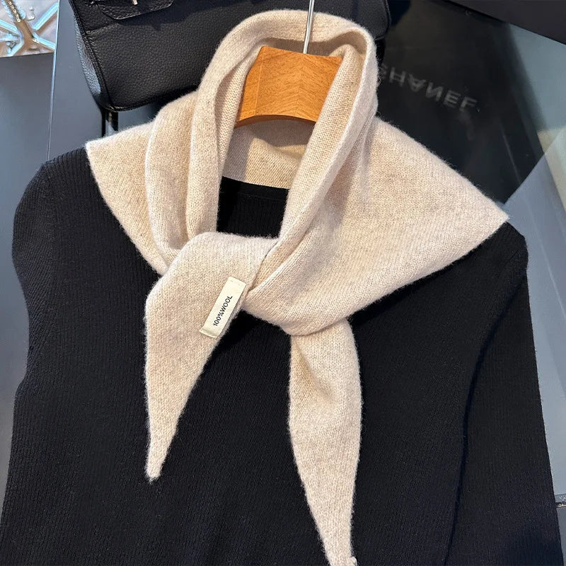 100% Wool Winter Scarf For Women Long Warm Cashmere Scarves Hijab Solid Lady Shawl Wrap Female Pashmina Bandana Head Scarfs New