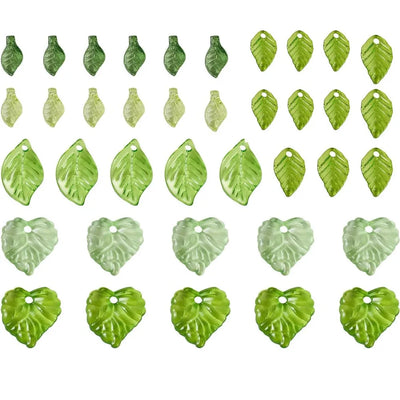 50/100Pcs Acrylic Green Leaf Spacer Charms Beads For DIY Pendant Keychain Necklace Bracelet Jewelry Making Crafts Accessories