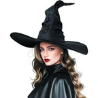 Halloween Folds Witch Wizard Black Hat Party Cosplay Costume Headgear Devil Cap Props Women Costume Accessory for Cosplay Party