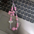 Phone Anti-lost Lanyard Key Short Wrist Pendant Colorful Macaron Round Bead Pendant Women's Hand-held Chain Mobile Phone Lanyard