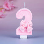 Creative digital candle new girl pink bow cute 0-9 birthday cake