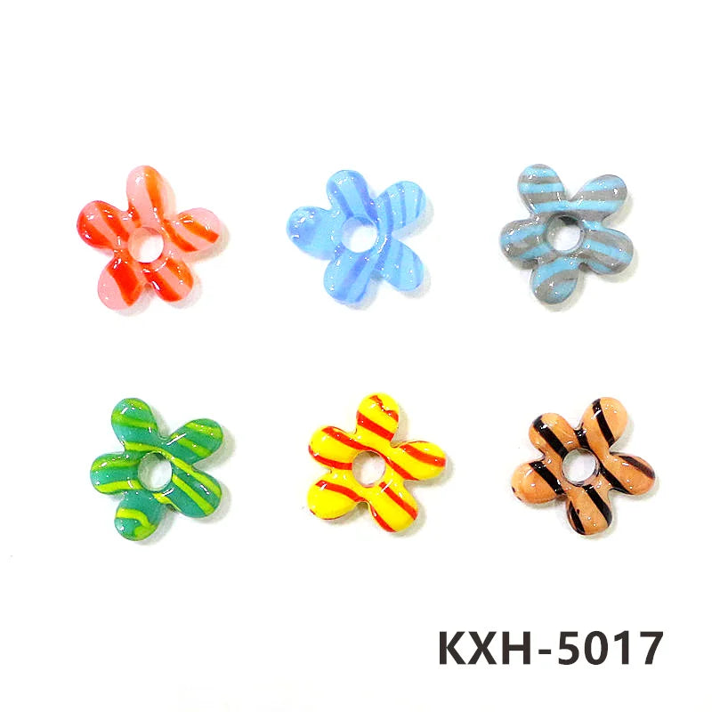 6pcs Irregular Shape Cute Mini Glass Flower Ornament Christmas Wedding Party Decor Supplies DIY Girl Jewelry Pendant Accessories
