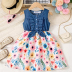 Children Baby Girls Lace Up Sling Summer Dress Princess Sleeveless Suspenders Dresses For 1-10 Years Cool Ventilated Kid Clothes