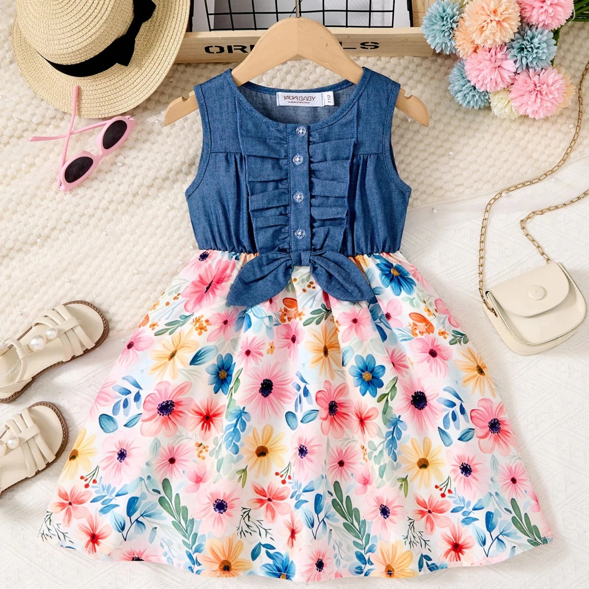 Children Baby Girls Lace Up Sling Summer Dress Princess Sleeveless Suspenders Dresses For 1-10 Years Cool Ventilated Kid Clothes