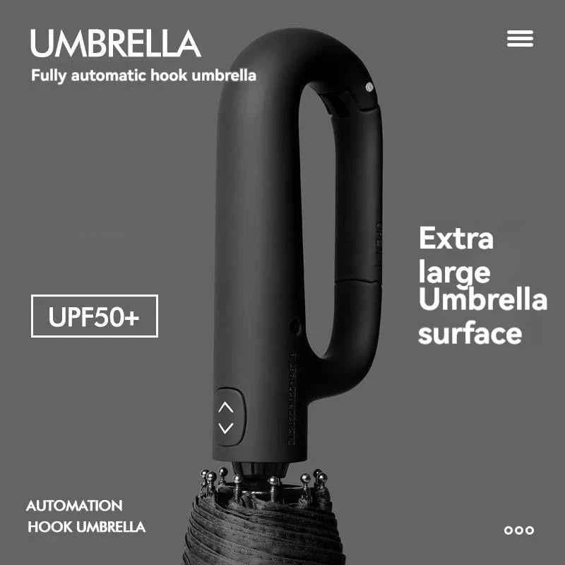 Oversized Reinforced Windproof Rainproof Dual-use UV Resistant Fully Automatic Rotating Ring Buckle Umbrella Fold Double Keel