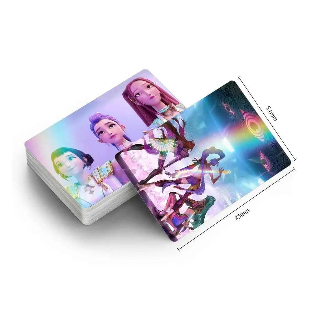 132PCS K-POP Demon Hunters Huntrix Photocards Stickers Anime Collectible Set for Fans of K-POP Merch/Trading Cards Kids Gifts