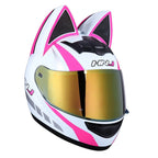 Cat Ear Motorcycle Helmet For Women Full Face Motocross Motorbike Men's Moto Helmet Breathable DOT Certification Girlfriend Gift