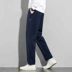 Ice Silk Men's Pants 2025 Summer New Black Gray Thin Business Casual Pants Outdoor Elastic Breathable Straight Leg Sweatpants