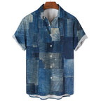 Vintage Shirts For Men 3D Print Short-Sleeved Casual Lapel Shirt Oversized Men's Clothing Patchwork Tees Tops Plaid Streetwear