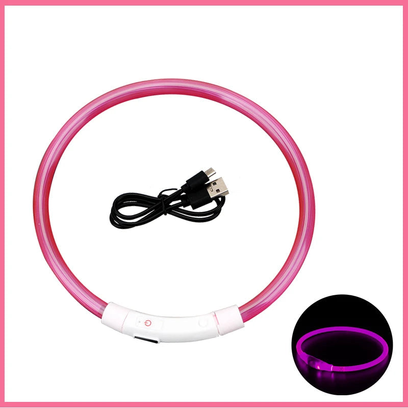 USB Rechargeable Luminous Collar Adjustable Led Glowing Dog Collar for Large Small Dogs Cat Night Light Collar Pet Safety Harnes - WTN Essentials 